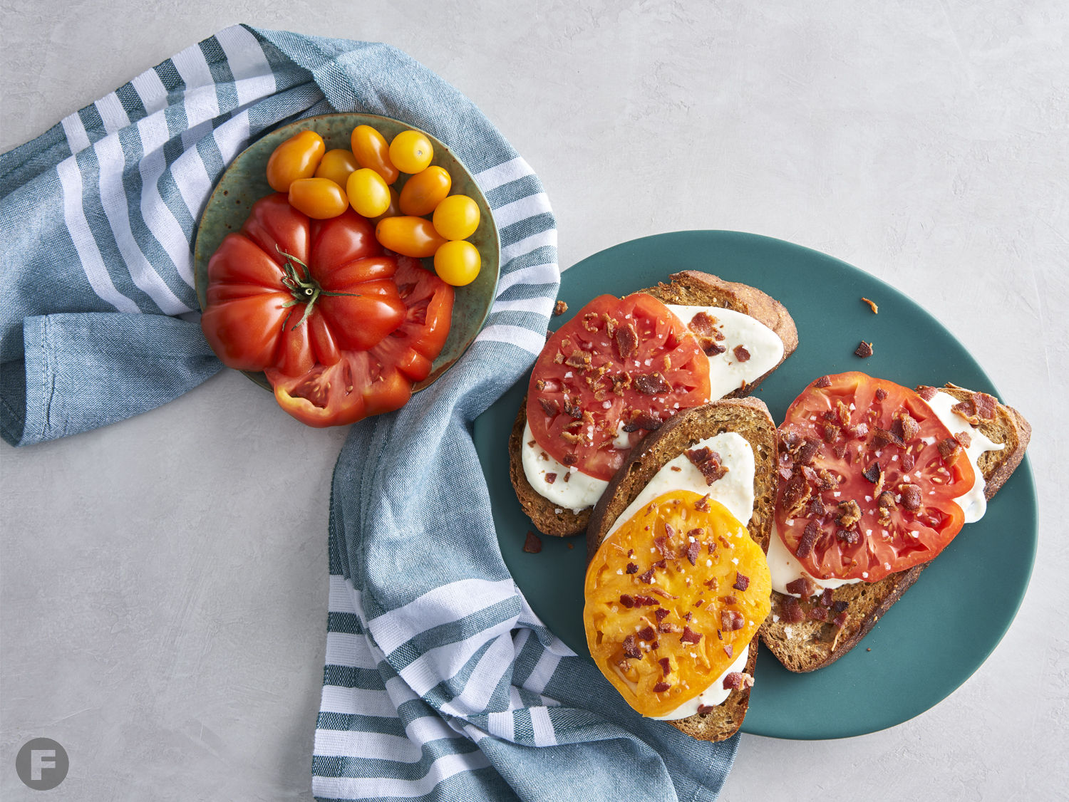 Fresh Tomato Tartines with Whipped Lemon-Serrano Buttermilk Ricotta